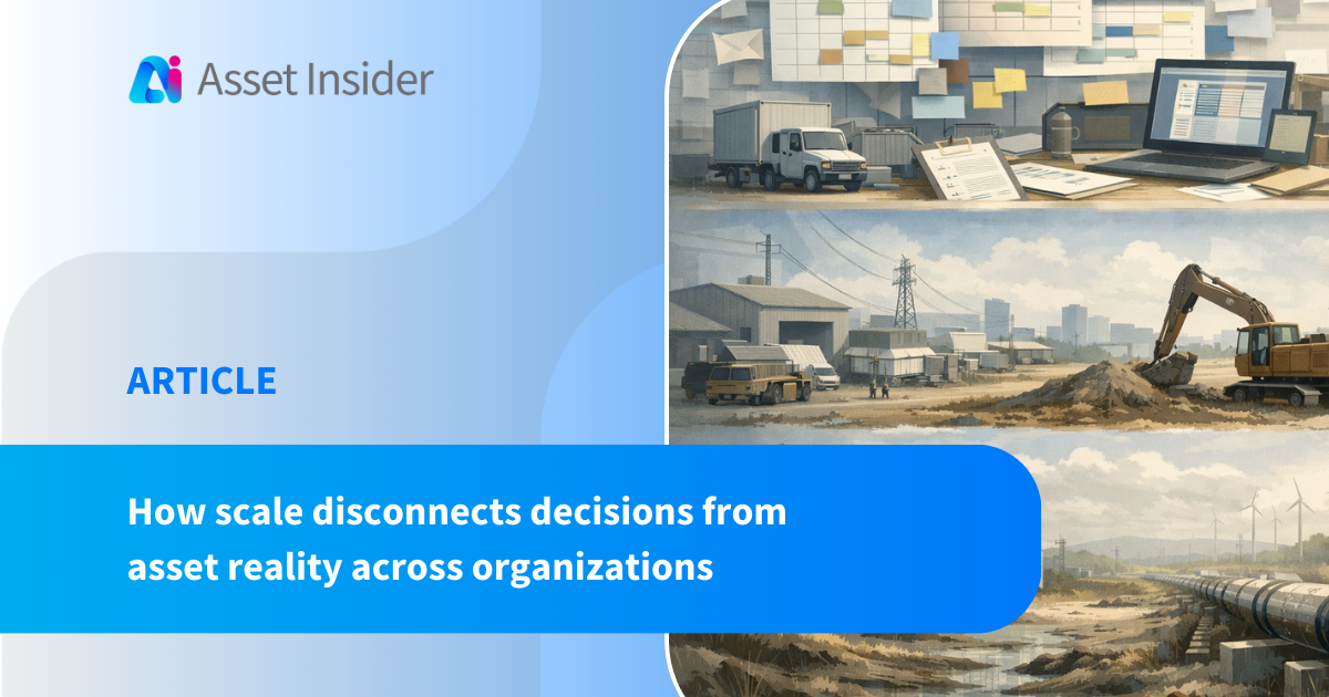 Illustration showing how asset decisions become disconnected from operational reality as organizations scale.