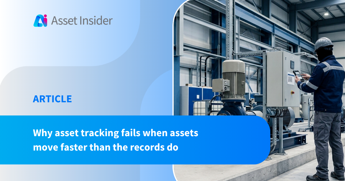 Field operations worker scanning asset tag with mobile device for multi-site asset tracking